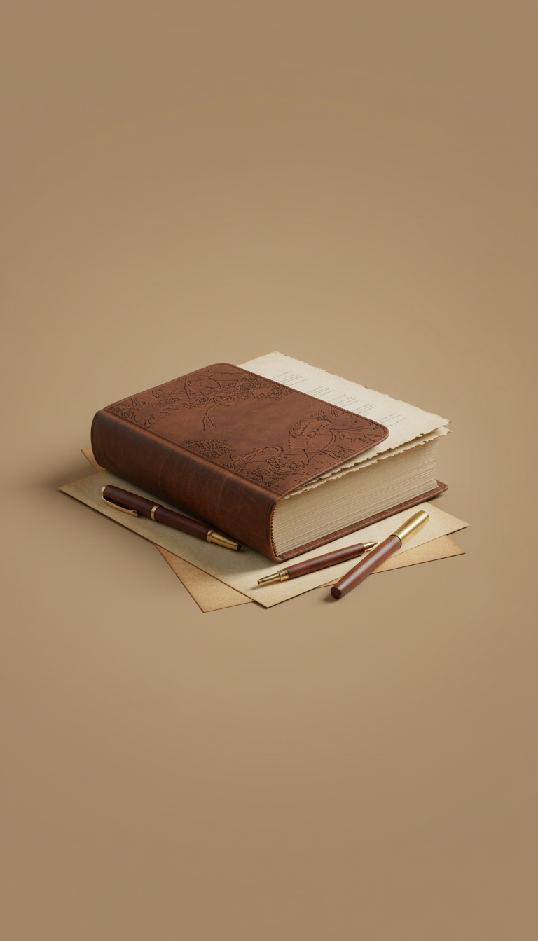 Soft Beige Journal With Ribbon Bookmark
